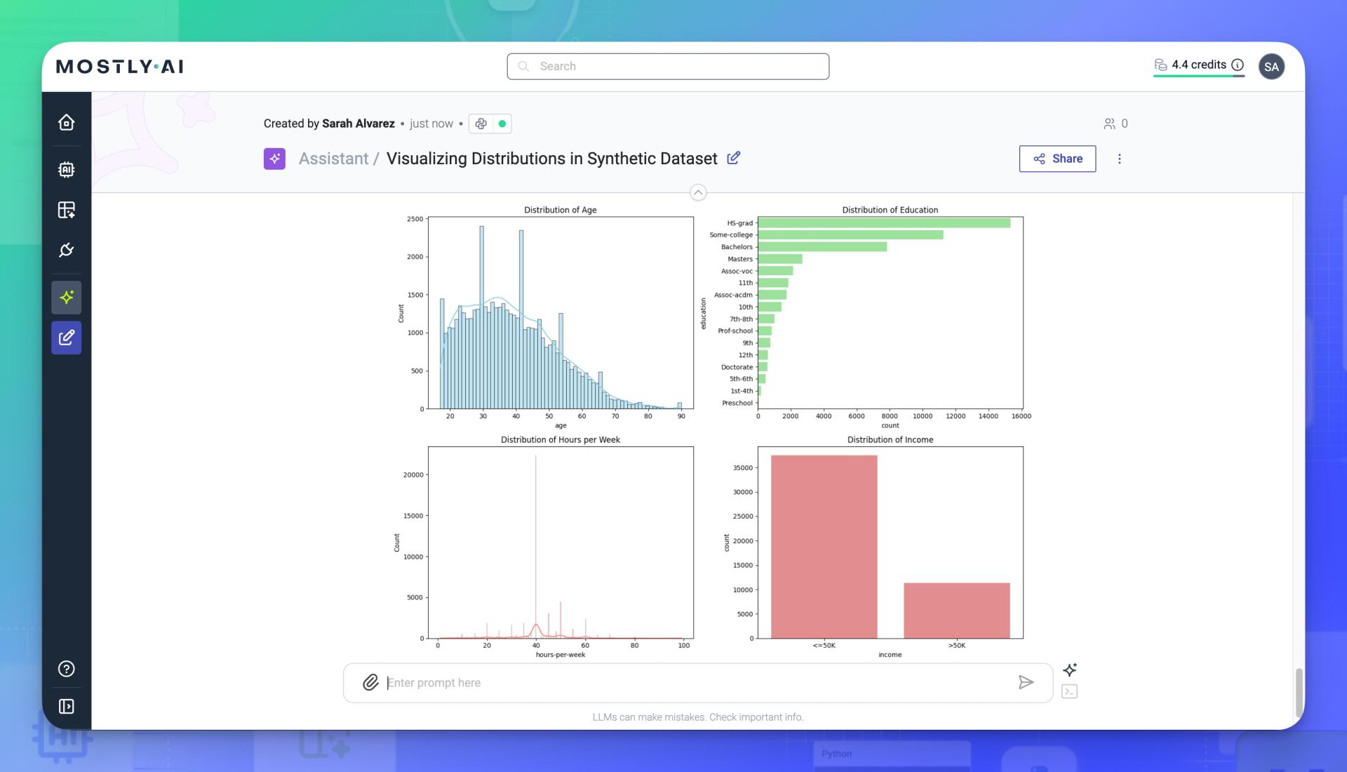 MOSTLY AI - Assistant - Example 01 - Get data insights