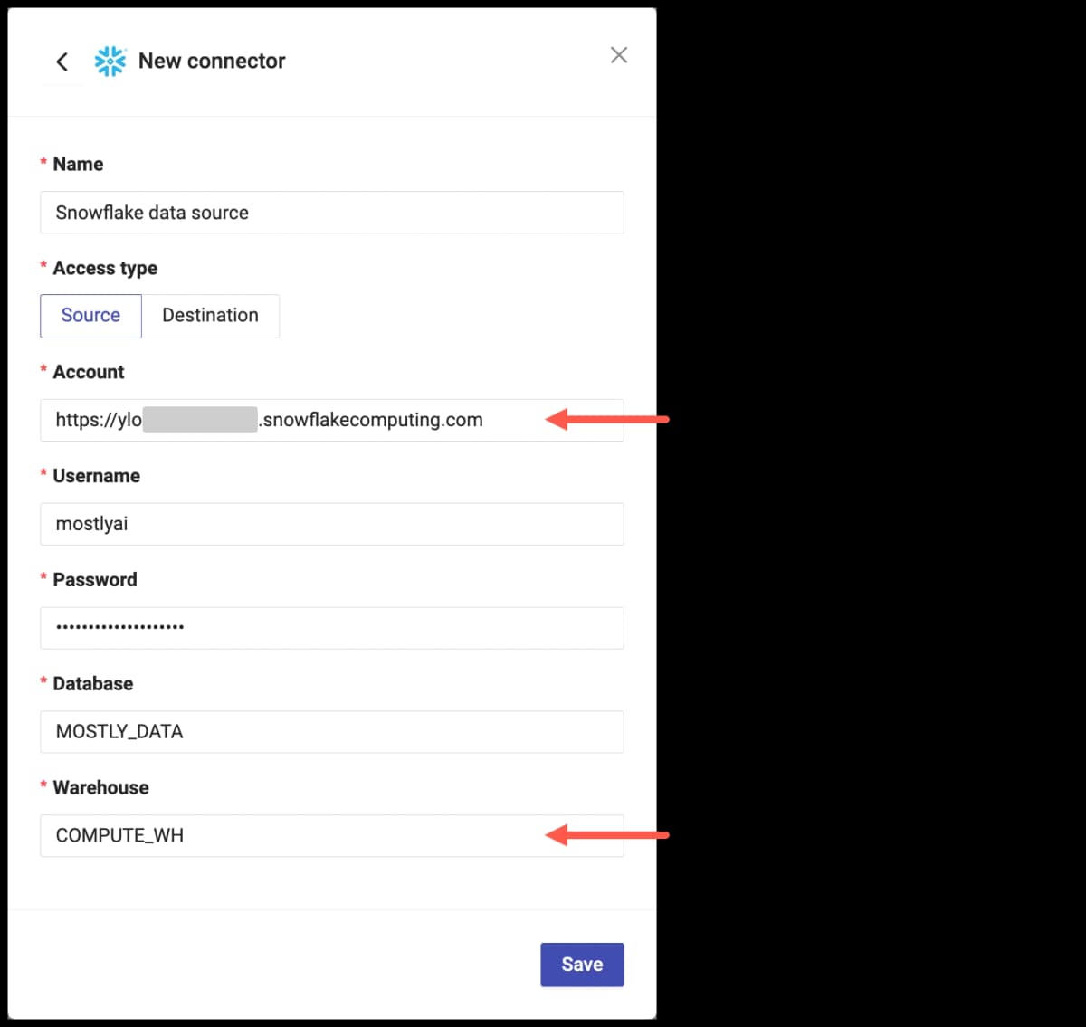 Configure Snowflake connector