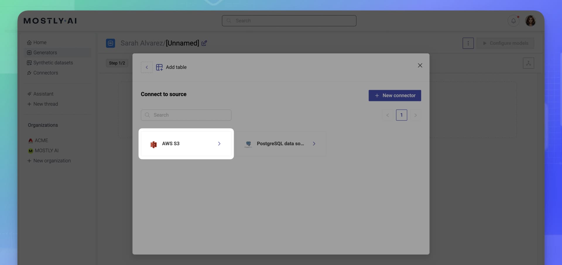 MOSTLY AI - Generators Add data from cloud storage - 02 - Select a connector