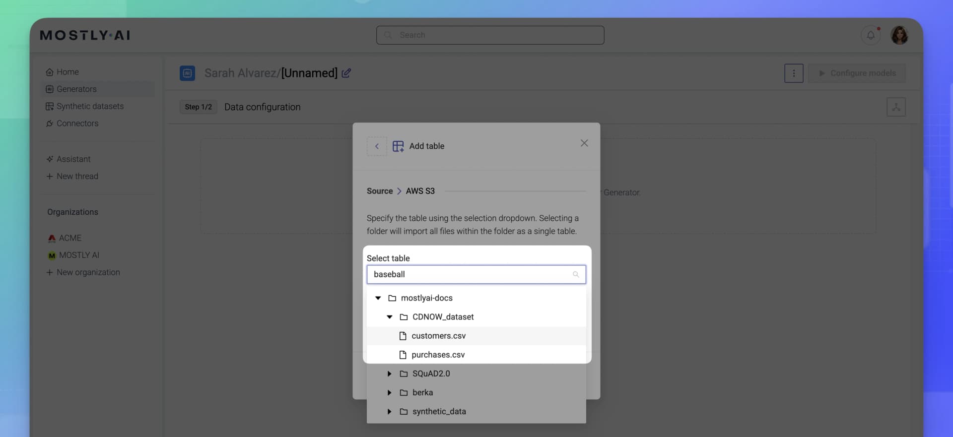 MOSTLY AI - Generators Add data from cloud storage - 03 - Define table path