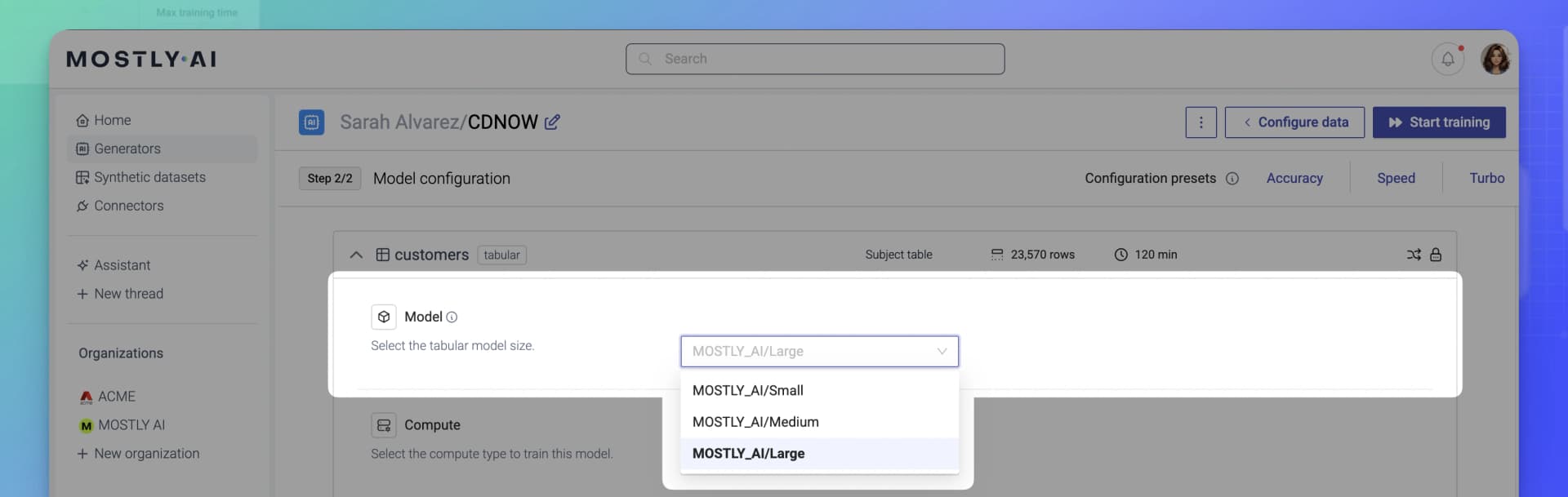 MOSTLY AI - Generator configuration - Increase model size