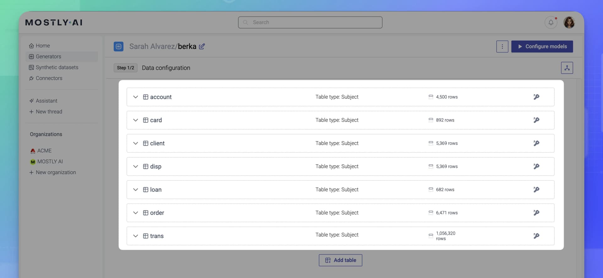 MOSTLY AI - Multi-table relationships - add Berka tables