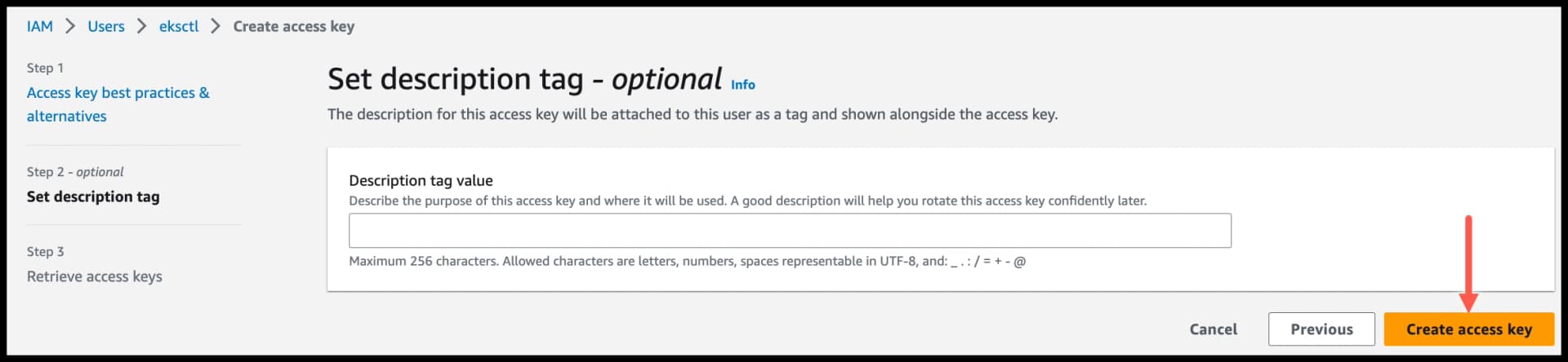 AWS IAM - Click Create access key