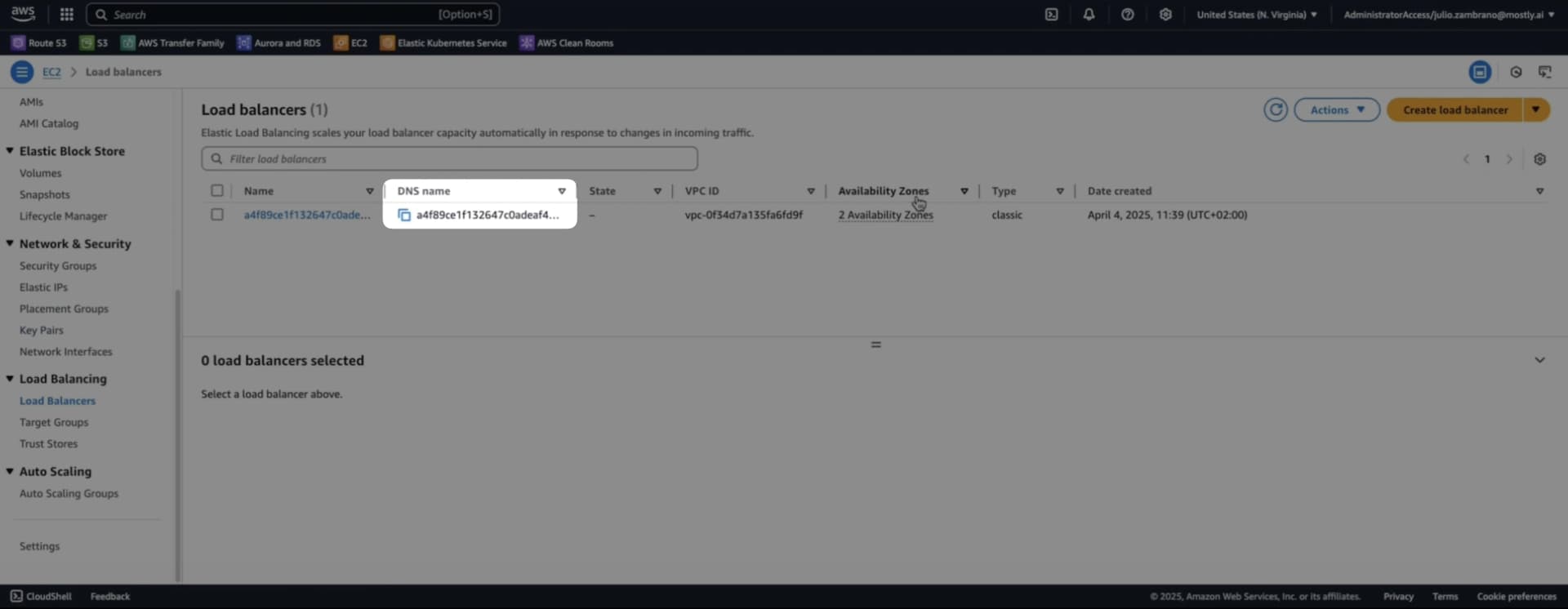 Load balancer DNS