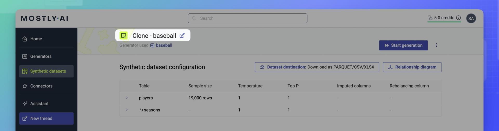 MOSTLY AI - Clone a synthetic dataset - 03 - Name and result