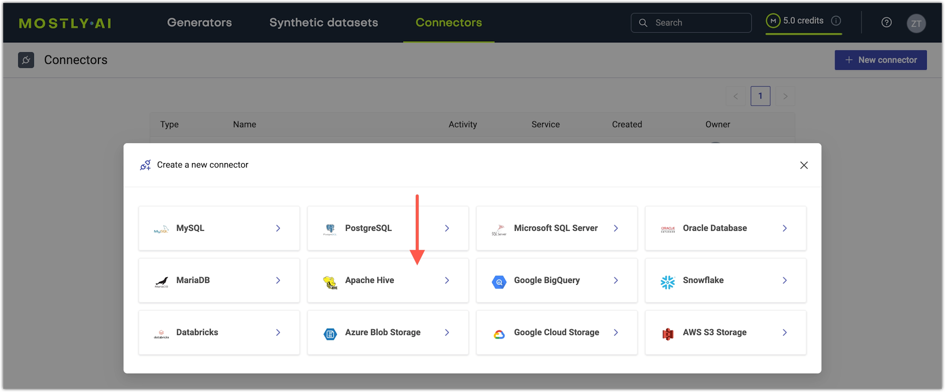 Select Apache Hive connector