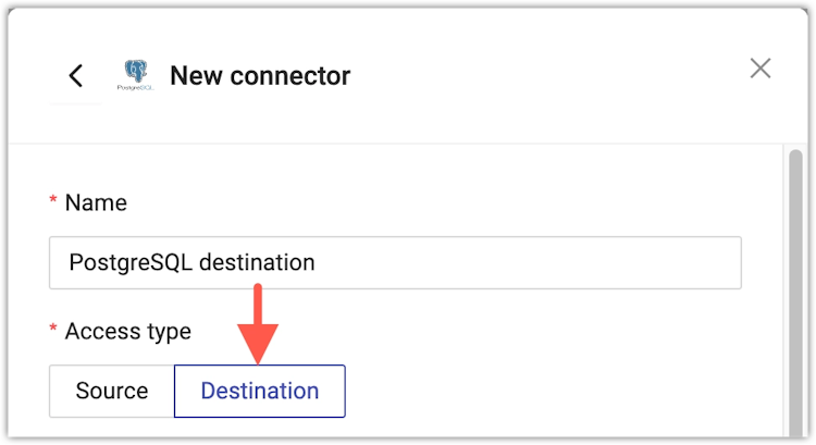 Connector - Select Destination under Connector type
