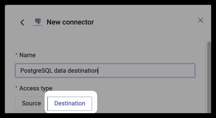 Connector - Select Destination under Connector type