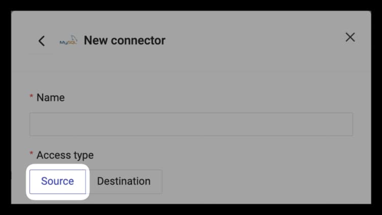 Connector - Select Source under Connector type