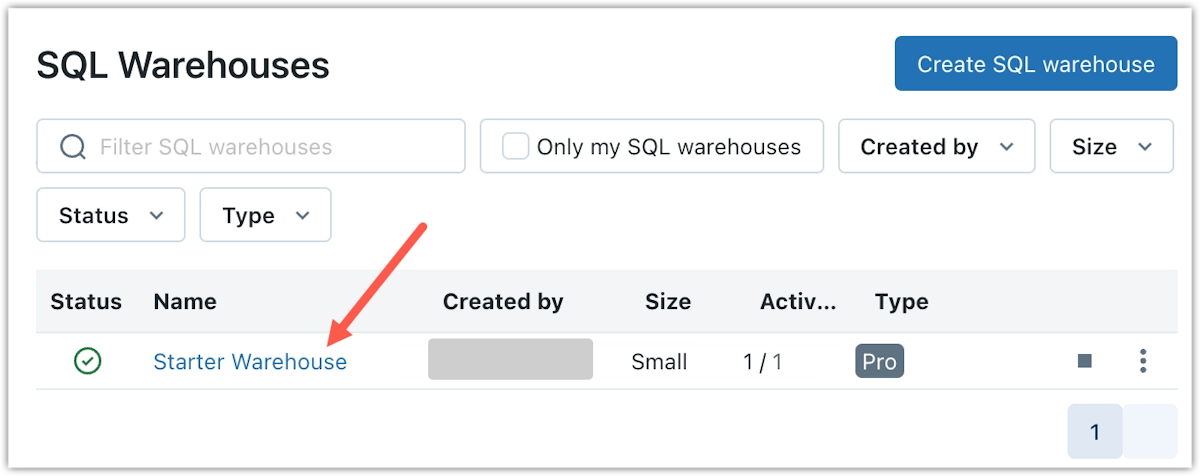 Databricks - Open SQL Warehouses