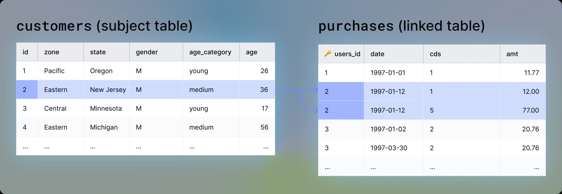 MOSTLY AI - Two-table relationship - subject and linked table