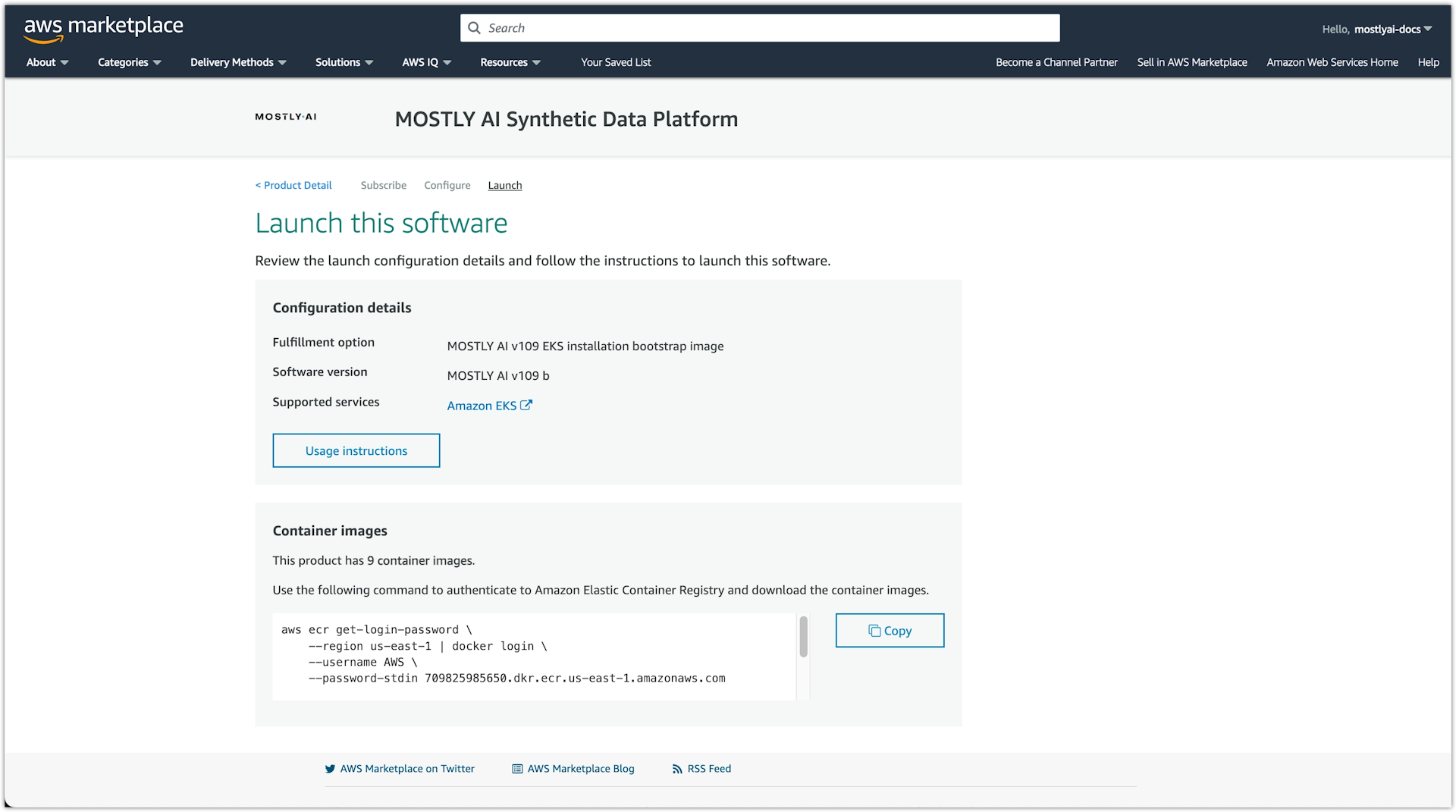 AWS Marketplace - Launch this software