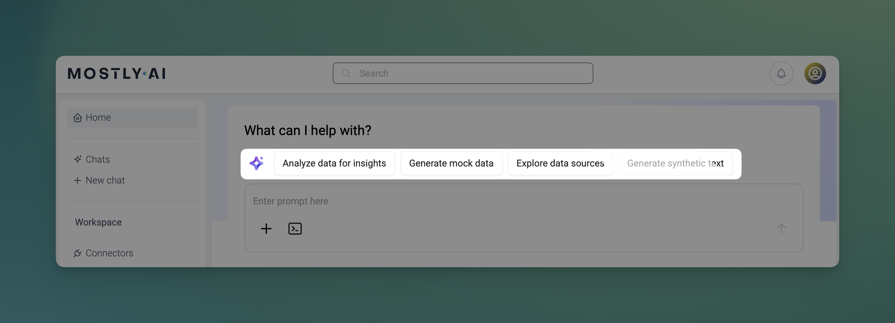 MOSTLY AI Assistant - Start a new chat - Use a prompt