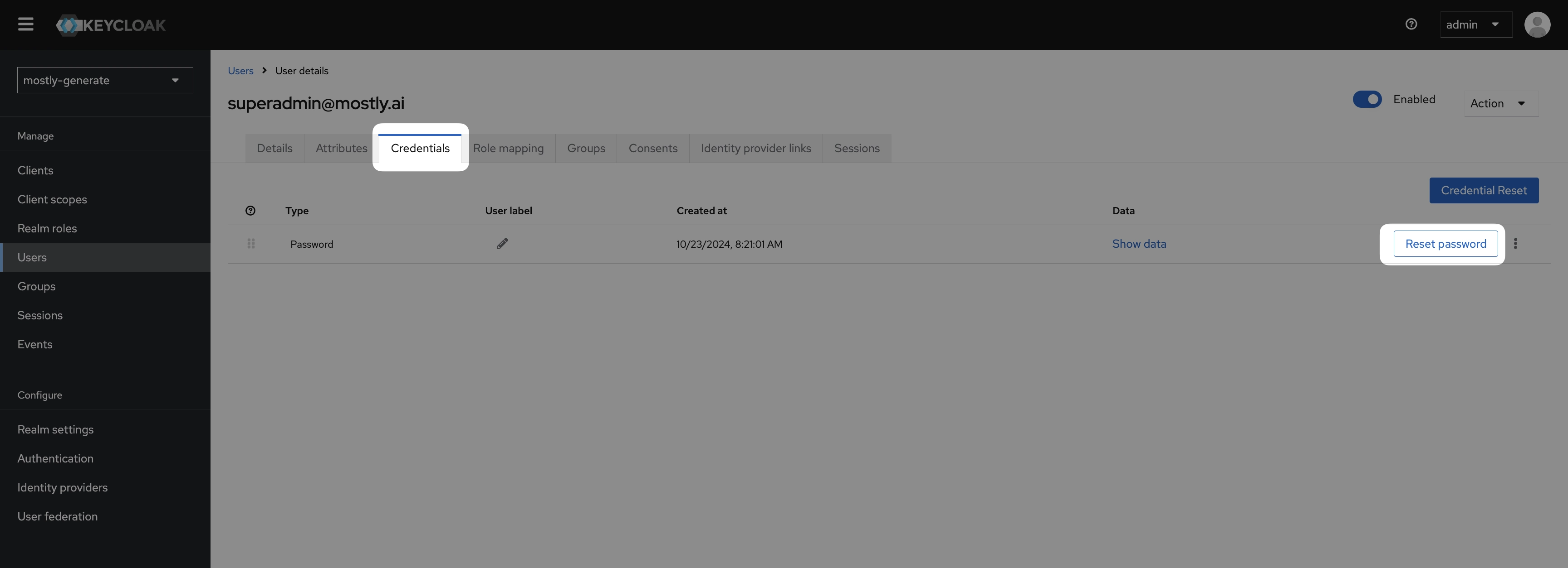 Superadmin reset password