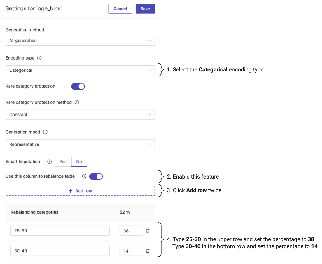 column settings