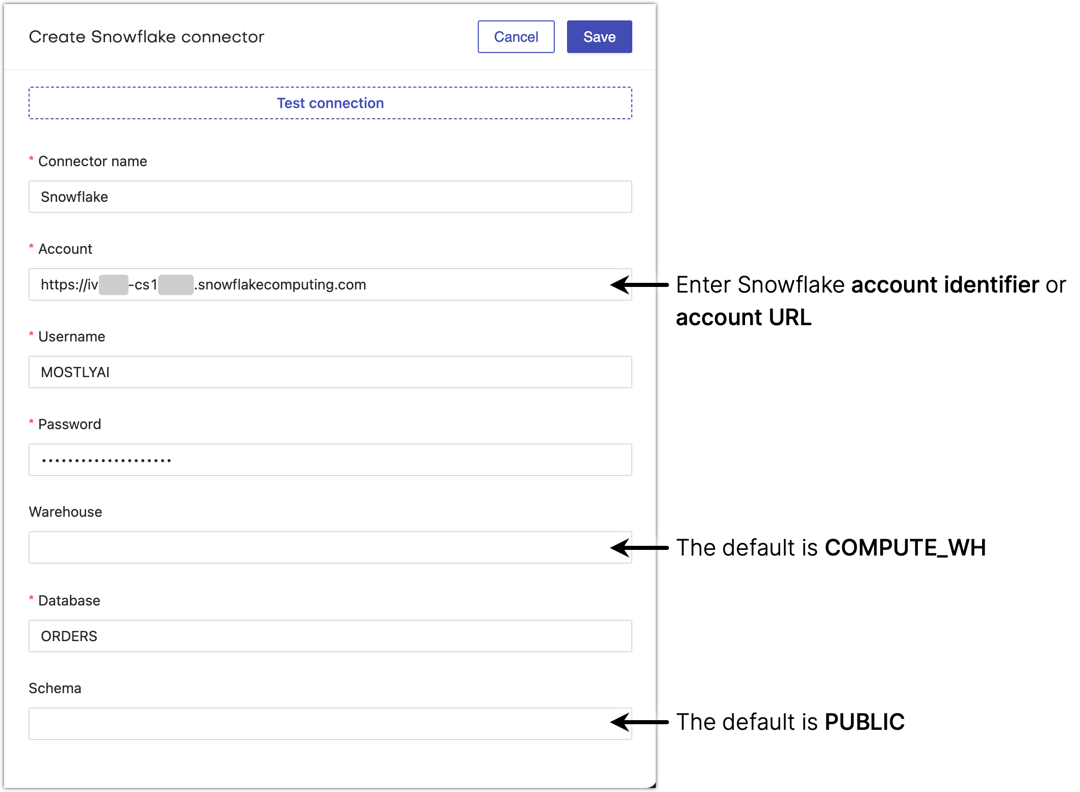Configure Snowflake connector