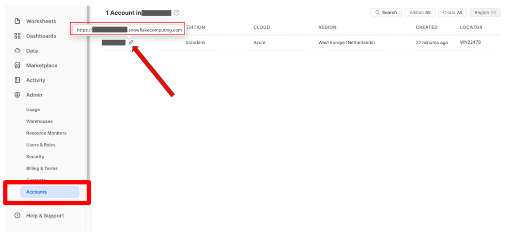 Snowflake account URL