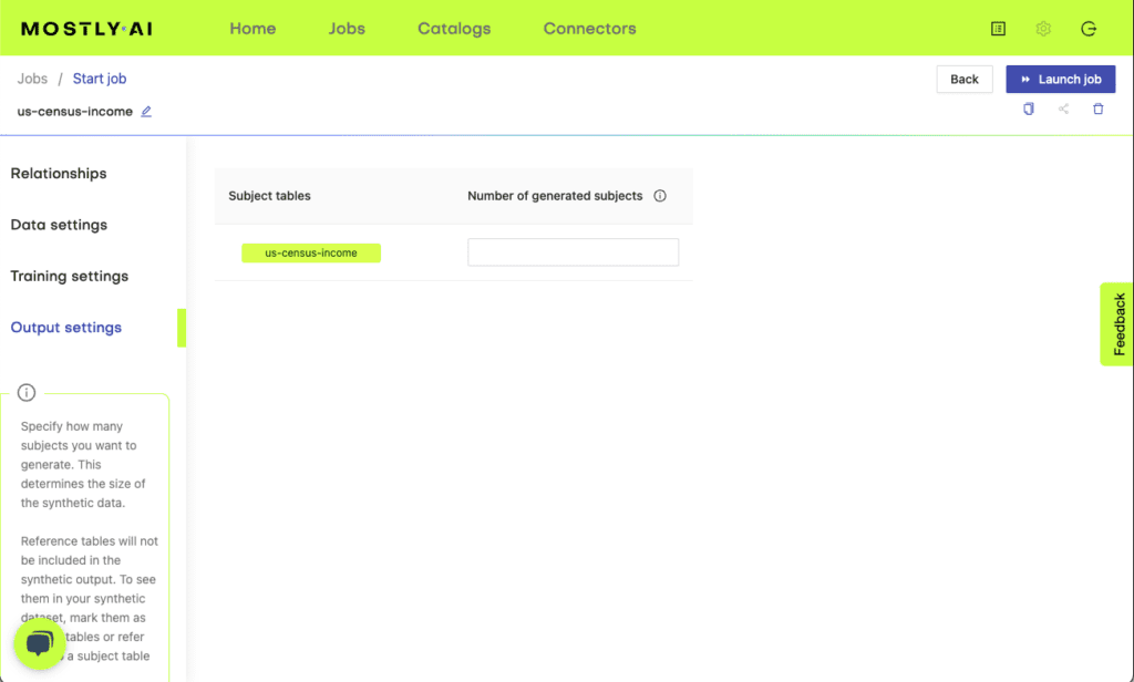 Synthetic data generation downsampling output