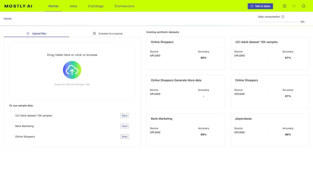 Synthetic data generation - first step - upload data